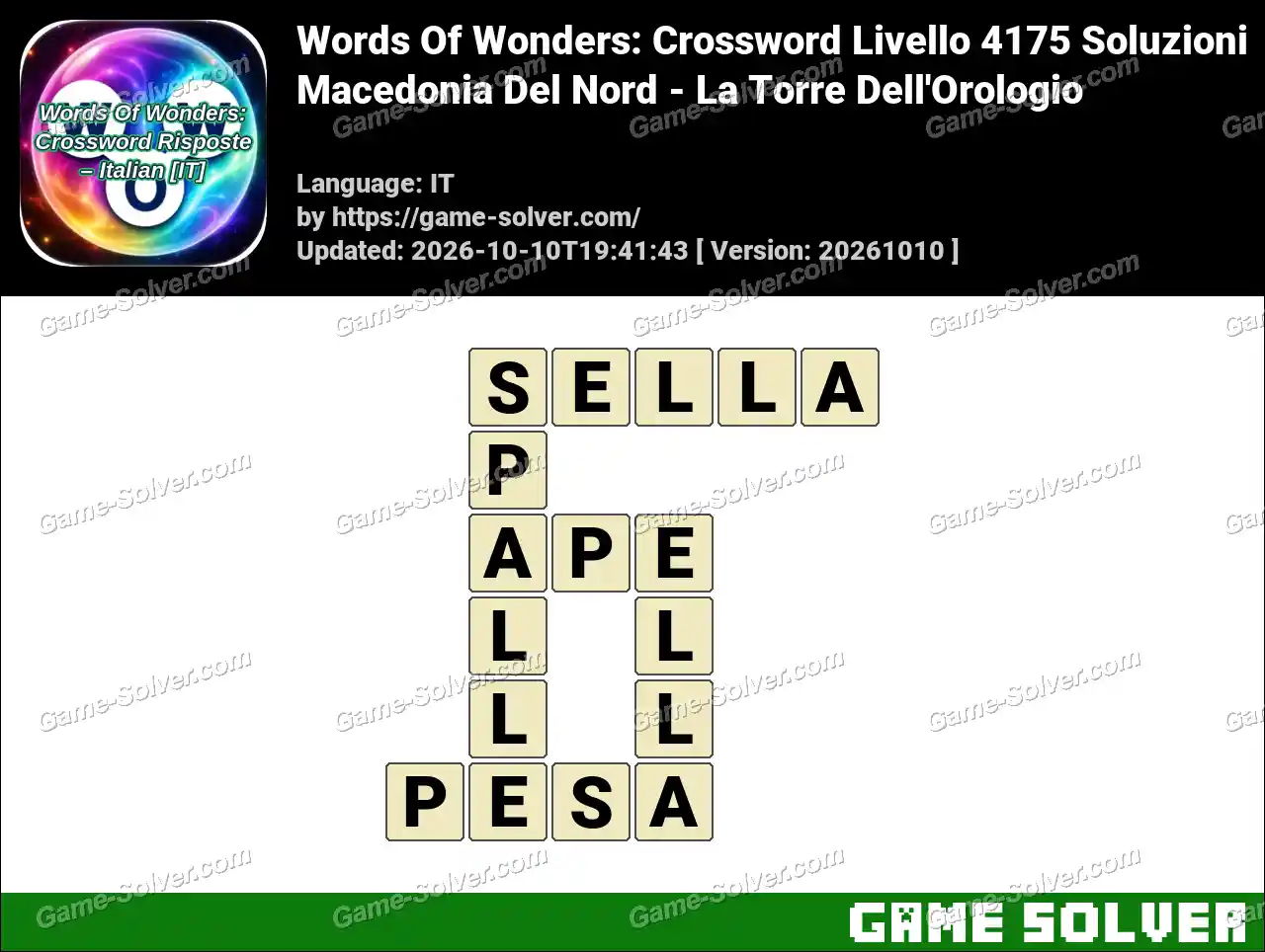 Words Of Wonders: Crossword Livello 4175 Soluzioni – Macedonia Del Nord – La Torre Dell’Orologio